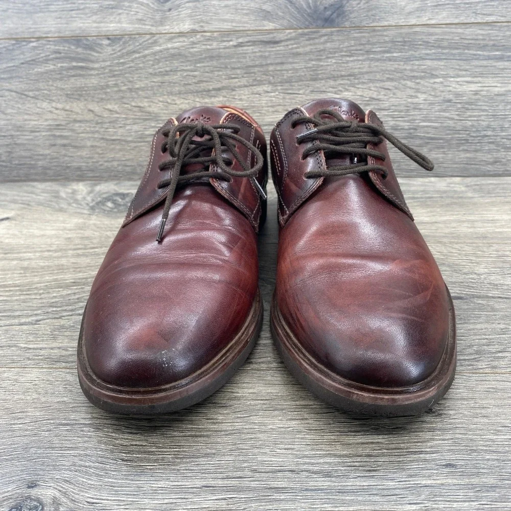 Clarks Tilden Walk Derby Shoes Mens 9.5 Brown Leather Extreme Comfort Lace Up